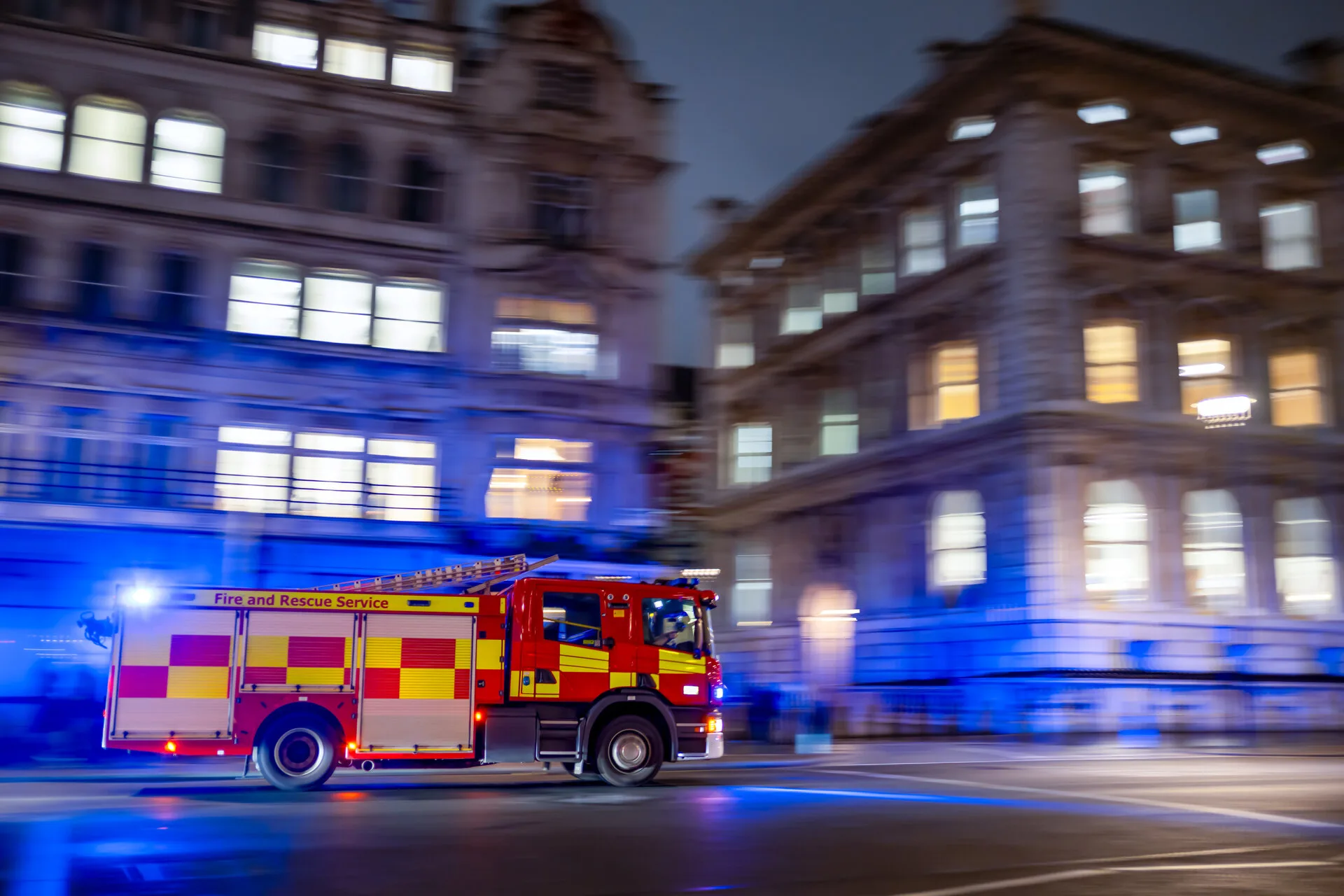 UK fire truck travelling through London